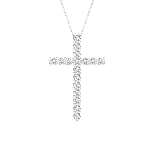 14K 0.50CT Certified Lab Grown Diamond Cross Pendant ( IGI Certified ) - Solomon Jewelers