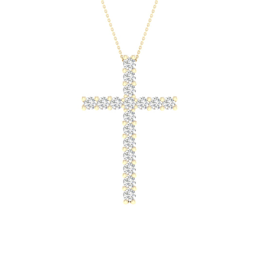 14K 0.50CT Certified Lab Grown Diamond Cross Pendant ( IGI Certified ) - Solomon Jewelers