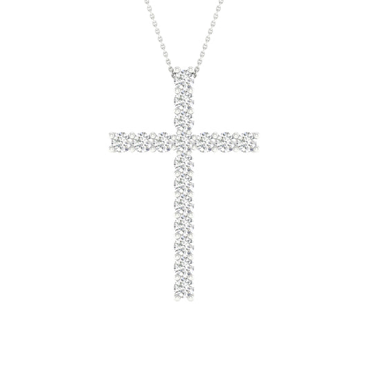 14K 1.00CT Certified Lab Grown Diamond Cross Pendant ( IGI Certified ) - Solomon Jewelers