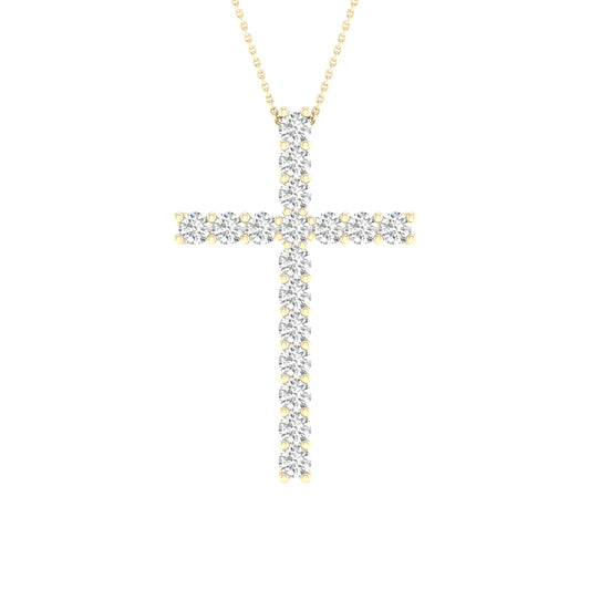 14K 1.00CT Certified Lab Grown Diamond Cross Pendant ( IGI Certified ) - Solomon Jewelers