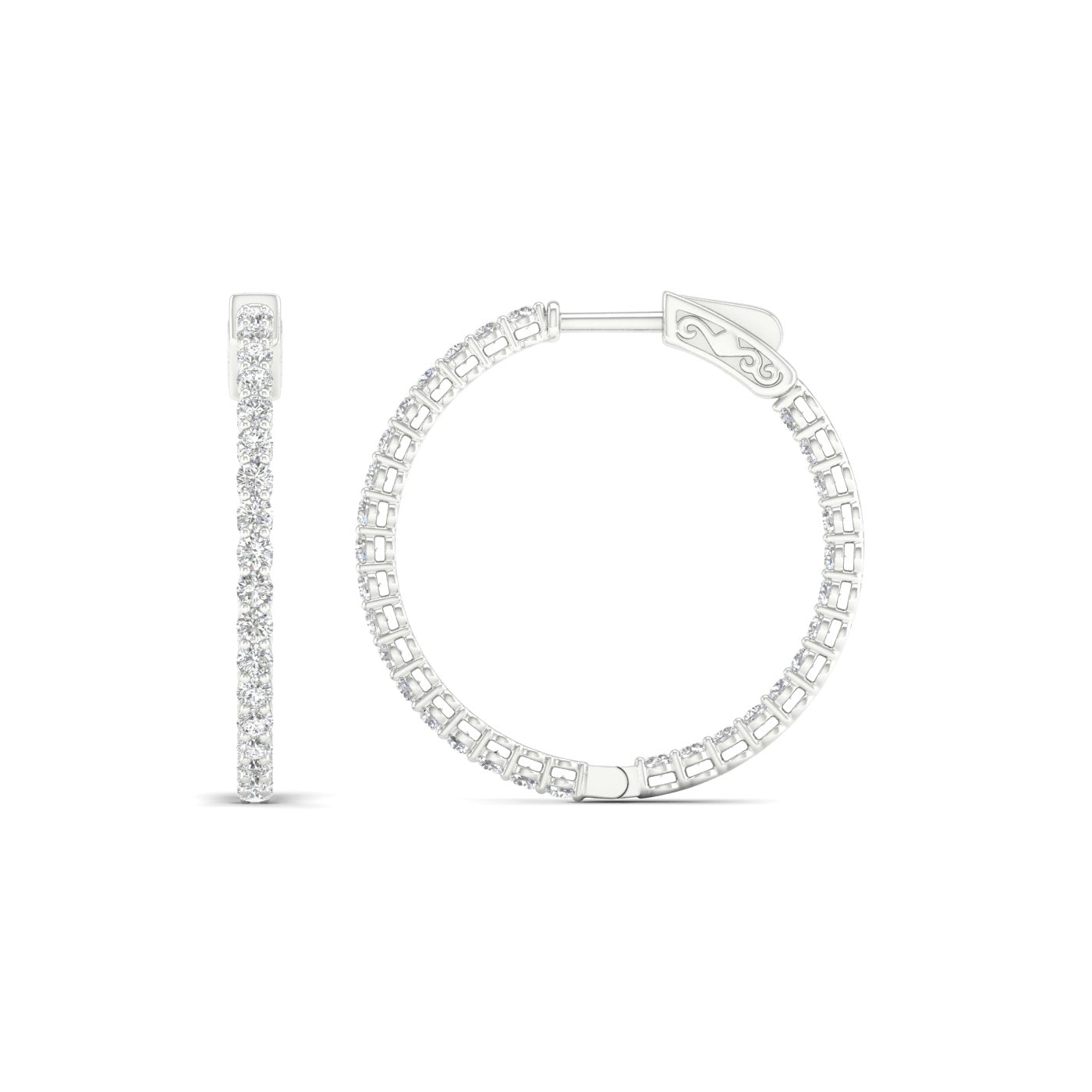 14K 2.00CT Lab DIAMOND Hoop Earring