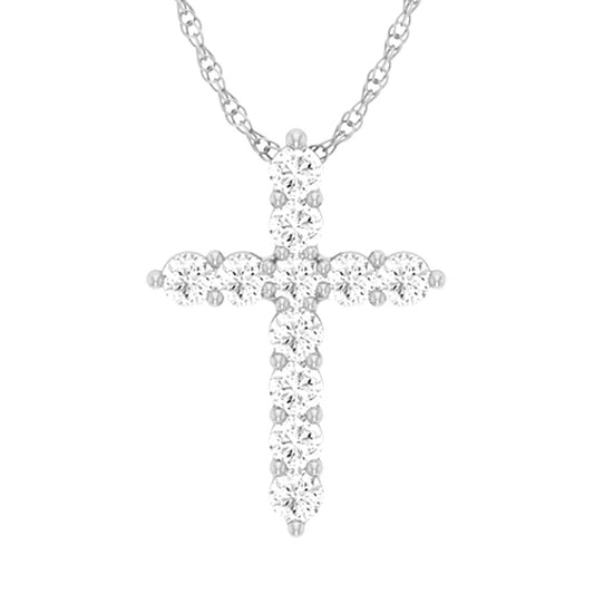 10K 1.00CT Certified Lab Grown Diamond Cross Pendant - Solomon Jewelers