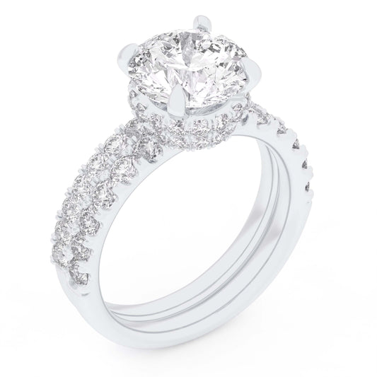 14K 4.44CT Certified Lab Grown Diamond Bridal Set Double hidden halo - Solomon Jewelers