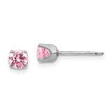 inverness-14k-white-gold-5mm-pink-cz-earrings-SolomonJeweler-Wichita-KS-CustomJewelry