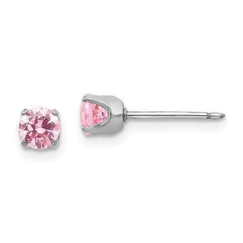 inverness-14k-white-gold-5mm-pink-cz-earrings-SolomonJeweler-Wichita-KS-CustomJewelry