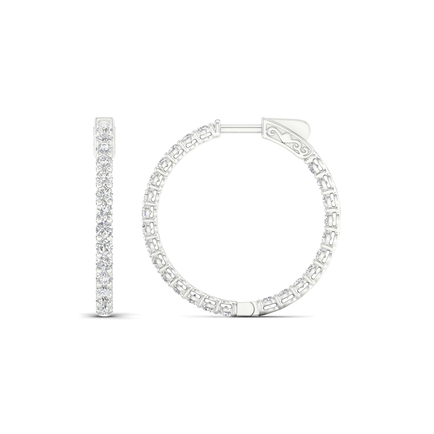 14K 3.00CT Lab DIAMOND Hoop Earring