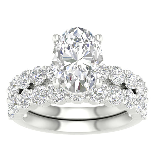 14K 6.00CT Certified Lab Grown Diamond Bridal Set - Solomon Jewelers