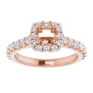 Halo-Style Engagement Ring — 1/2 CTW Natural Diamond Square Center