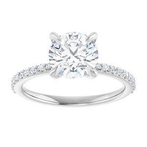 Accented Engagement Ring — 1 3/4 CTW Lab Diamond Round Center