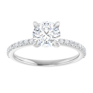 Accented Engagement Ring — 1 1/5 CTW Lab Diamond Round Center