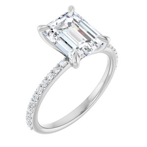 Accented Engagement Ring — 2 3/4 CTW Lab Diamond Round Center