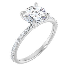 Accented Engagement Ring — 1 3/4 CTW Lab Diamond Round Center