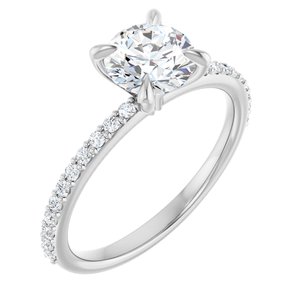 Accented Engagement Ring — 1 1/5 CTW Lab Diamond Round Center