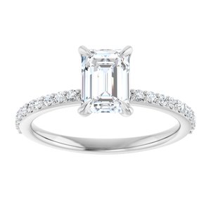 Accented Engagement Ring — 1 3/8 CTW Lab Diamond Round Center