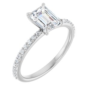 Accented Engagement Ring — 1 3/8 CTW Lab Diamond Round Center
