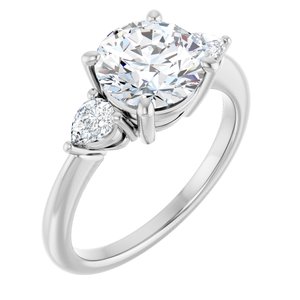 Three-Stone Engagement Ring — 2 1/4 CTW Lab Diamond Round Center