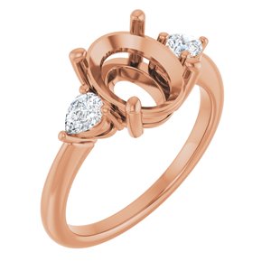 Three-Stone Engagement Ring — 1/4 CTW Natural Diamond Oval Center