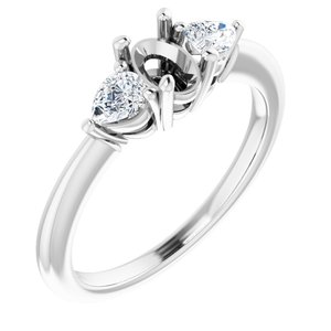 Three-Stone Engagement Ring — 1/4 CTW Lab Diamond Oval Center