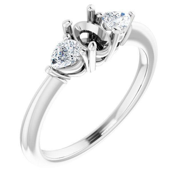 Three-Stone Engagement Ring — 1/4 CTW Lab Diamond Oval Center