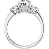 Three-Stone Engagement Ring — 1 3/4 CTW Lab Diamond Round Center