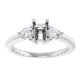 Three-Stone Engagement Ring — 1/4 CTW Lab Diamond Emerald Center