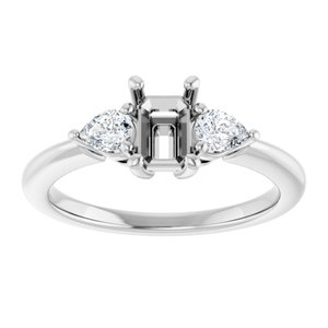 Three-Stone Engagement Ring — 1/4 CTW Lab Diamond Emerald Center
