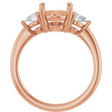 Three-Stone Engagement Ring — 1/4 CTW Natural Diamond Oval Center