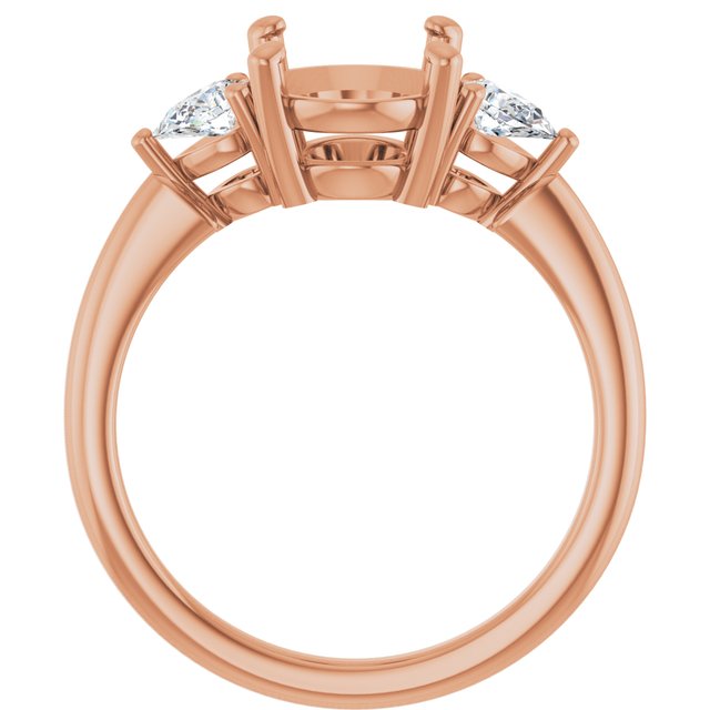 Three-Stone Engagement Ring — 1/4 CTW Natural Diamond Oval Center