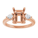 Three-Stone Engagement Ring — 1/4 CTW Natural Diamond Emerald Center