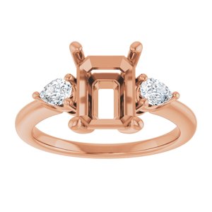 Three-Stone Engagement Ring — 1/4 CTW Natural Diamond Emerald Center