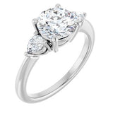 Three-Stone Engagement Ring — 1 3/4 CTW Lab Diamond Round Center