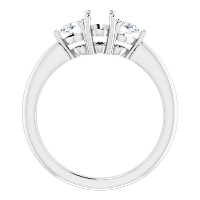 Three-Stone Engagement Ring — 1/4 CTW Lab Diamond Oval Center