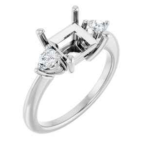 Three-Stone Engagement Ring — 1/4 CTW Natural Diamond Square Center