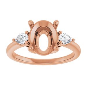 Three-Stone Engagement Ring — 1/4 CTW Natural Diamond Oval Center