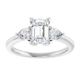 Three-Stone Engagement Ring — 1 1/2 CTW Lab Diamond Round Center