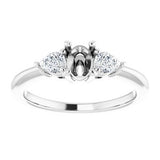 Three-Stone Engagement Ring — 1/4 CTW Lab Diamond Oval Center