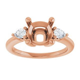 Three-Stone Engagement Ring — 1/4 CTW Natural Diamond Cushion Center