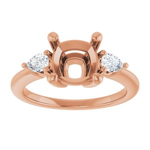 Three-Stone Engagement Ring — 1/4 CTW Natural Diamond Cushion Center