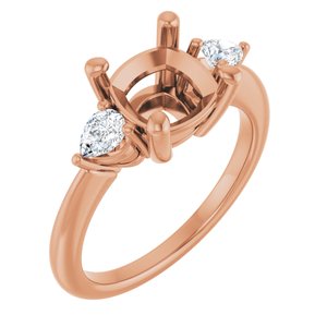 Three-Stone Engagement Ring — 1/4 CTW Natural Diamond Cushion Center