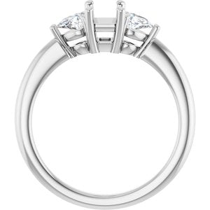 Three-Stone Engagement Ring — 1/4 CTW Lab Diamond Emerald Center