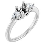 Three-Stone Engagement Ring — 1/4 CTW Lab Diamond Cushion Center
