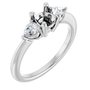 Three-Stone Engagement Ring — 1/4 CTW Lab Diamond Cushion Center