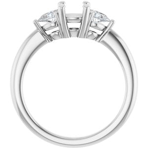 Three-Stone Engagement Ring — 1/4 CTW Lab Diamond Cushion Center