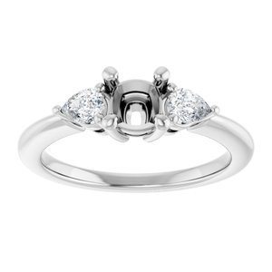 Three-Stone Engagement Ring — 1/4 CTW Lab Diamond Cushion Center