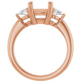 Three-Stone Engagement Ring — 1/4 CTW Natural Diamond Cushion Center