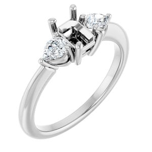 Three-Stone Engagement Ring — 1/4 CTW Lab Diamond Emerald Center