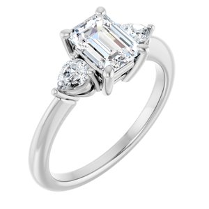 Three-Stone Engagement Ring — 1 1/2 CTW Lab Diamond Round Center