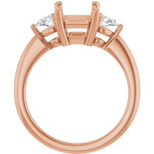 Three-Stone Engagement Ring — 1/4 CTW Natural Diamond Emerald Center