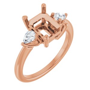 Three-Stone Engagement Ring — 1/4 CTW Natural Diamond Emerald Center