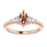 Three-Stone Engagement Ring — 1/4 CTW Lab Diamond Marquise Center